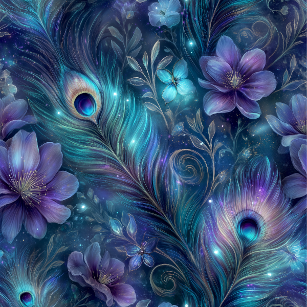 VB Purple Pavo Unicorns Pavo feather and little flowers